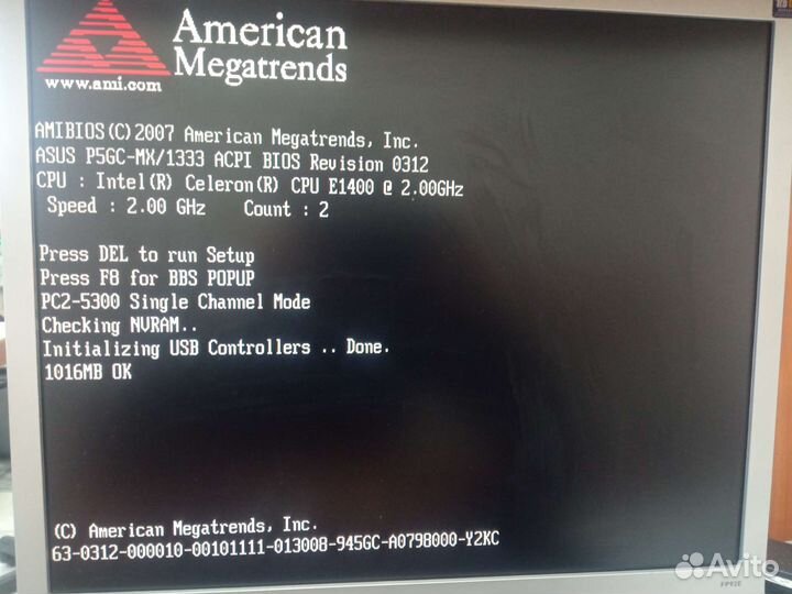 Мат. плата LGA 775 + Celeron E1400 + DDR2 2GB