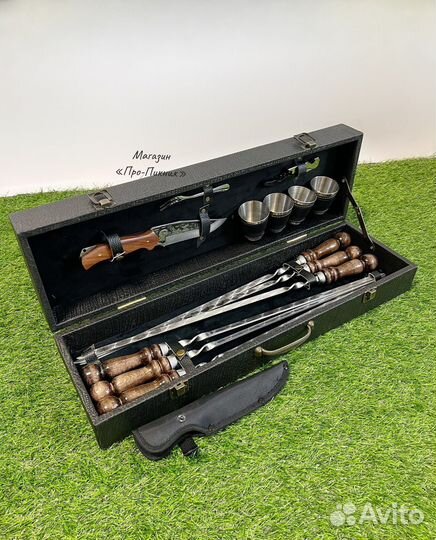 Набор шампуров в кейсе «Ворон-1» подарочный
