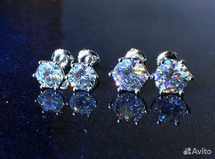 Серьги с бриллиантами муассанитами серебро 925