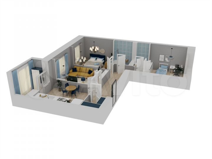 3-к. квартира, 77,4 м², 2/10 эт.