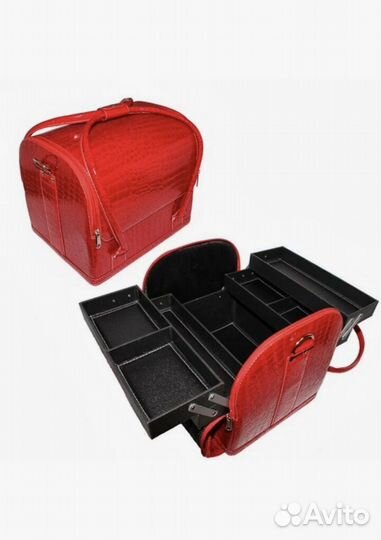 Бьюти-кейс красный лаковый для визажиста/стилиста