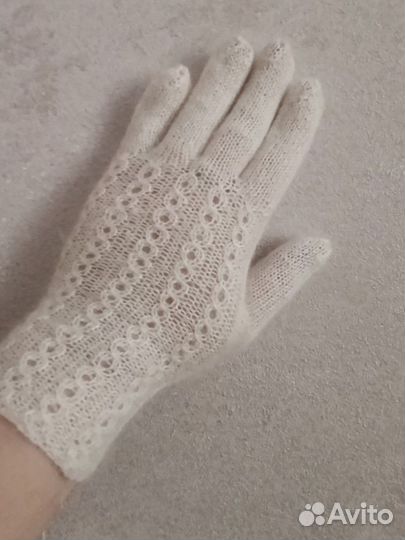 Перчатки пуховые, ажурные