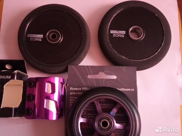 Колеса tech team zorg,зажим для трюкового самоката