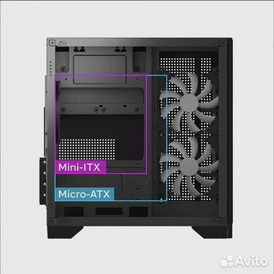 Новый Корпус «Аквариум» mATX (3 RGB Кулера)