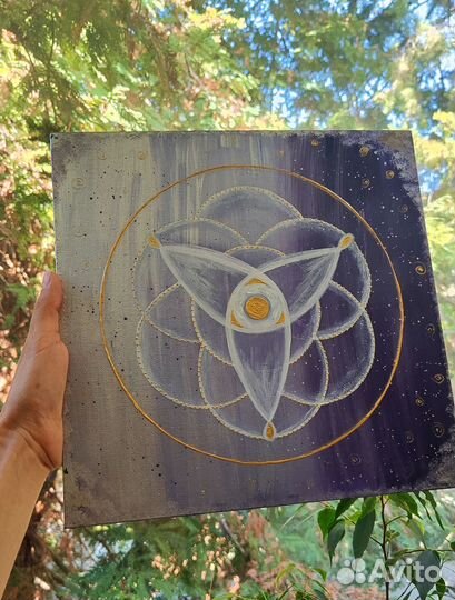 Картина акрилом на холсте сакральная геометрия