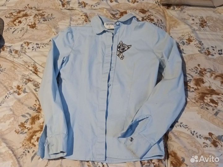 Блузка школьная голубая