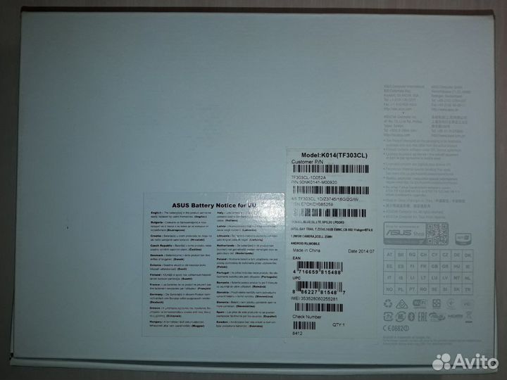 Планшет Asus tf303cl-1D052A, 2GB, 16GB, 3G, + Dock