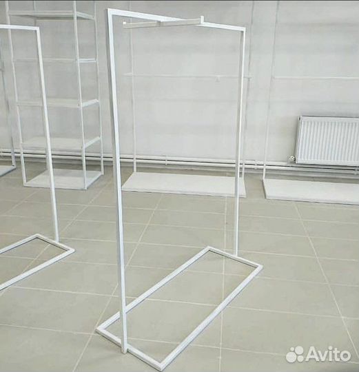 Белый рейл напольный рейл лофт для одежды