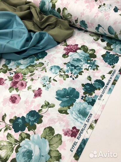 Отрез ткани сатин с принтом