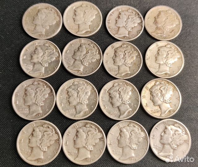 Редкая серебряная монета Меркурий в десять центов»