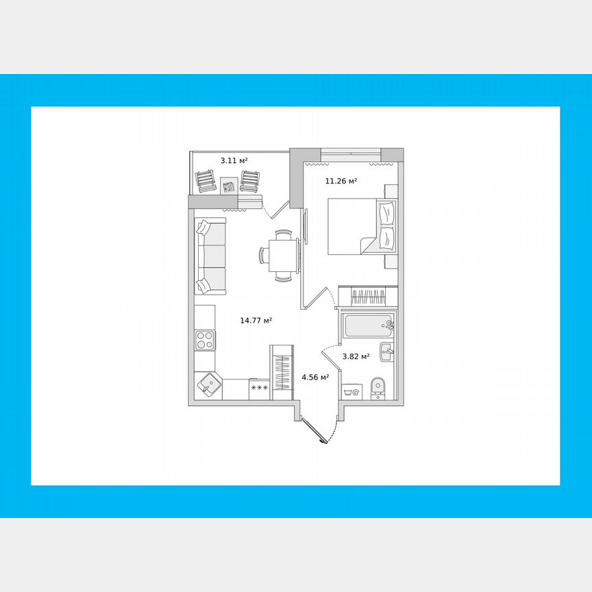 1-к. квартира, 39,5 м², 5/16 эт.