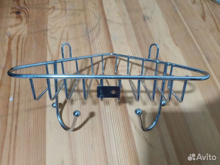 Полка угловая с крючками для кухни и ванной