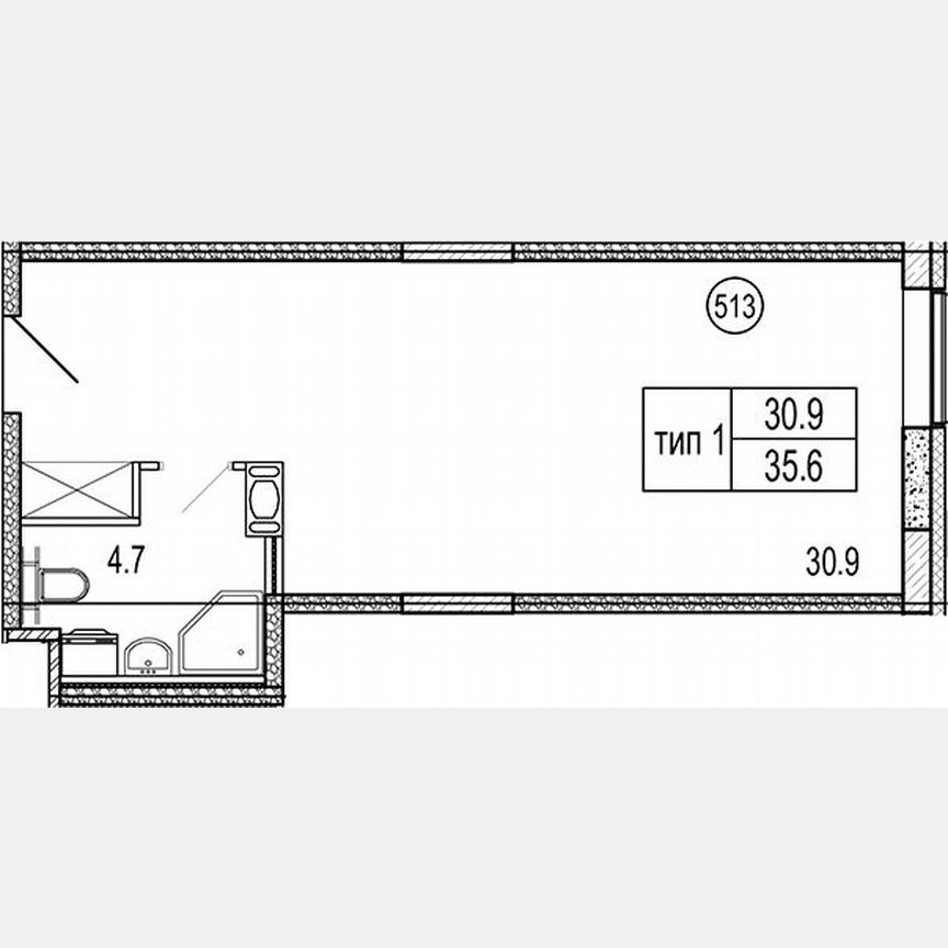 Апартаменты-студия, 35,6 м², 5/10 эт.