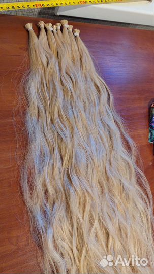 Славянские волосы на mini капсулах, блонд