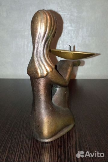 Подсвечник, бронза. Спокойной ночи. Винтаж