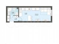 Квартира-студия, 26,5 м², 1/25 эт.