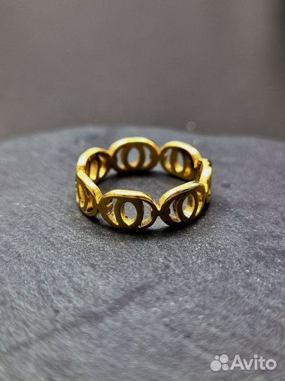 Кольцо медицинская сталь с напылением золотом