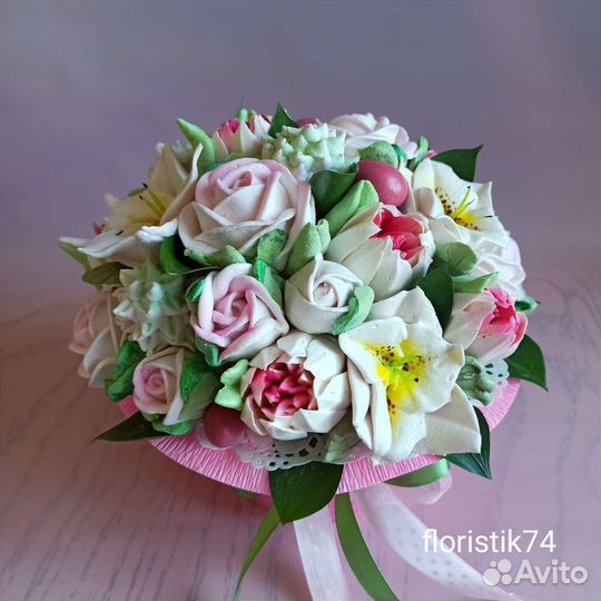 Съедобный букет цветы из зефира подарок маме