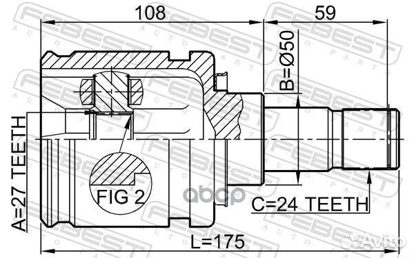 ШРУС внутренний левый toyota camry ACV30/MCV30