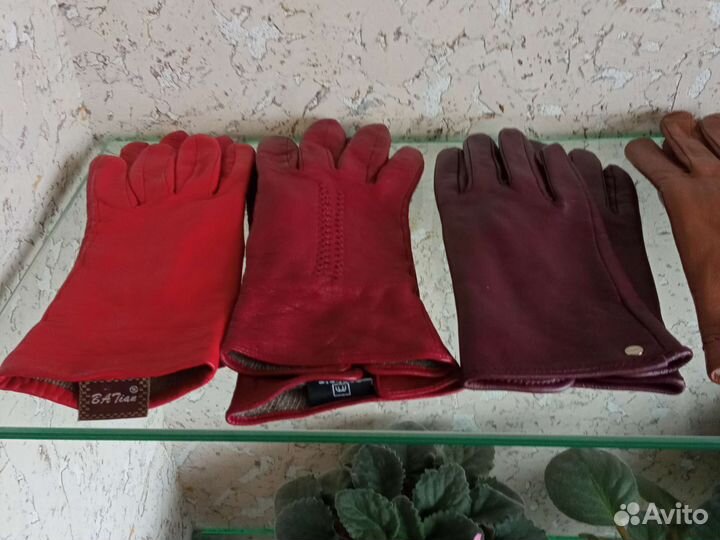 Перчатки женские кожаные