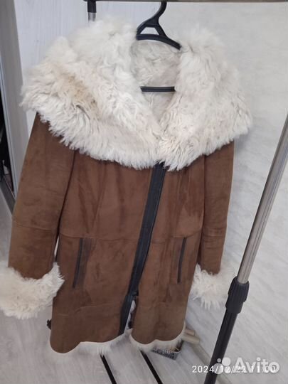 Дубленка натуральная женская 46 48 размер с капюшо