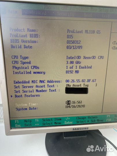Компьютер hp proliant ML110