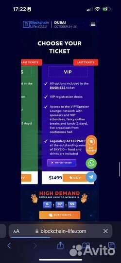 Blockchain Life 2023 VIP билет
