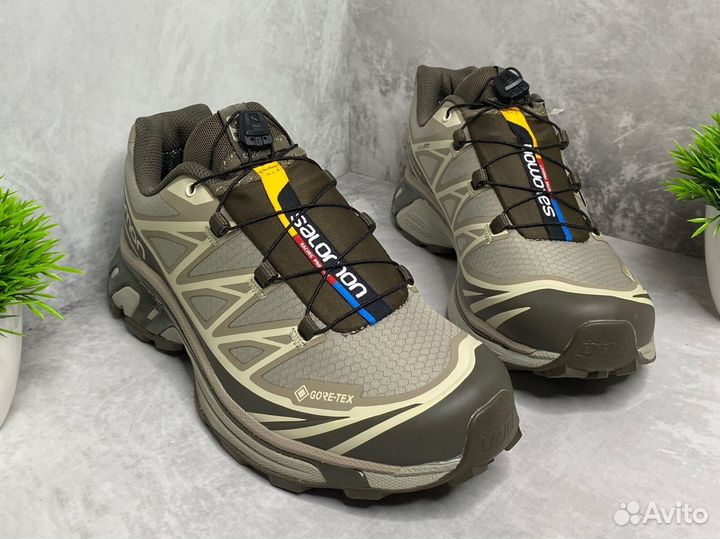 Кроссовки Salomon xt 6 gore tex термо бежевые