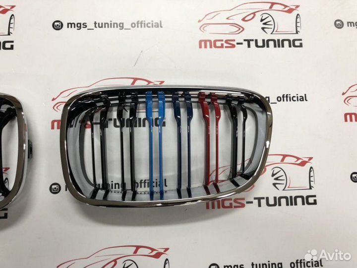 Решетка BMW 1 серии f20 в стиле м1 хром+триколор