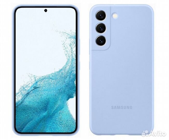 Оригинал Чехол Silicone Cover Samsung S22 Голубой