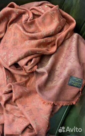 Теплый платок шаль louis vuitton шерсть шелк