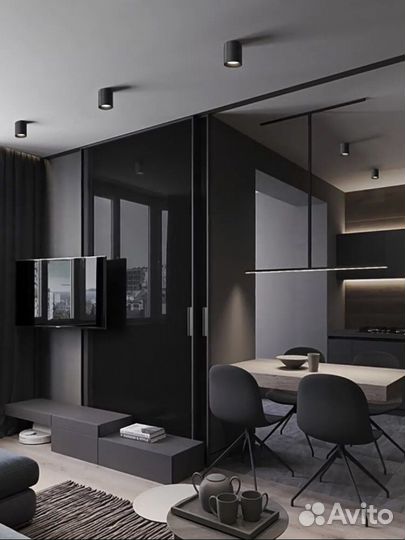 Светильник черный PZ D78/H100/LED/7W/10W/12W 3000K