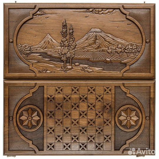 Нарды и шашки резные Долина Арарата 60 х 60 см бук Армения 62482