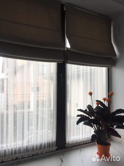 Одинарная Римская штора с тюлем