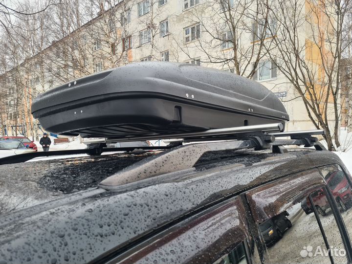 Автобокс на крышу авто с рейлингами
