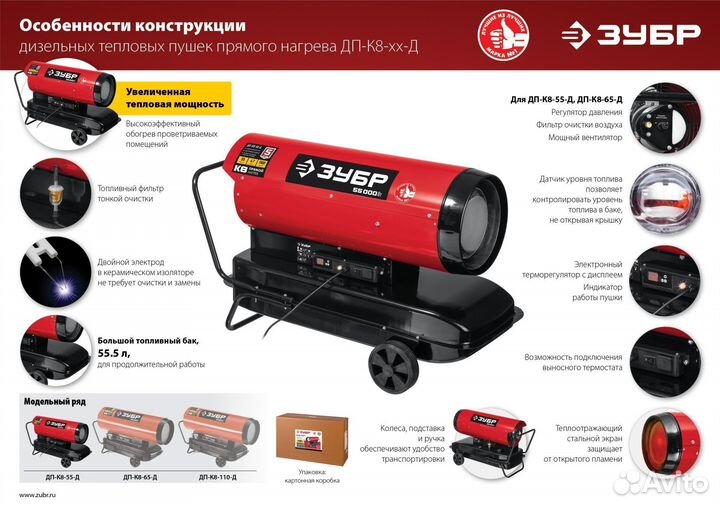 Тепловая пушка дизельная Зубр Дп-К8-65-Д