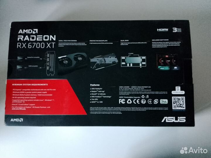 Видеокарта asus AMD Radeon RX 6700 XT Dual новая