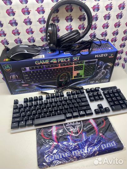 Игровые наушники,клавиатура,коарик и мышка