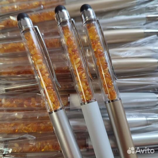 Ручка стилус с натуральным янтарём