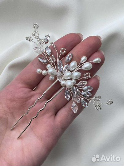 Шпилька в голову для невест/ украшение в прическу