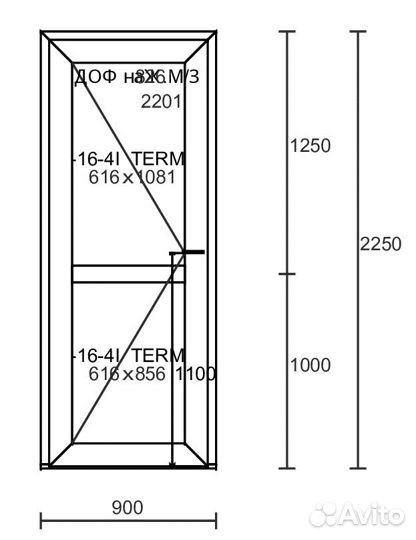 Дверь офисная 900*2250