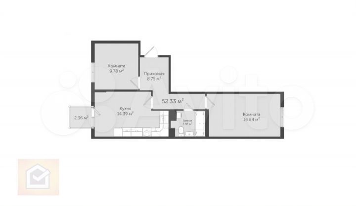 2-к. квартира, 59 м², 4/5 эт.
