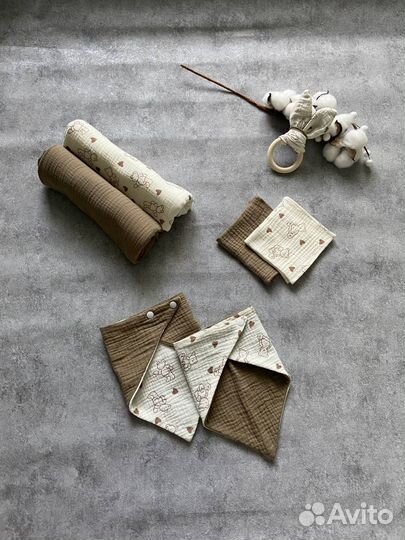 Набор из муслина, пеленки, слюнявчики, салфетки