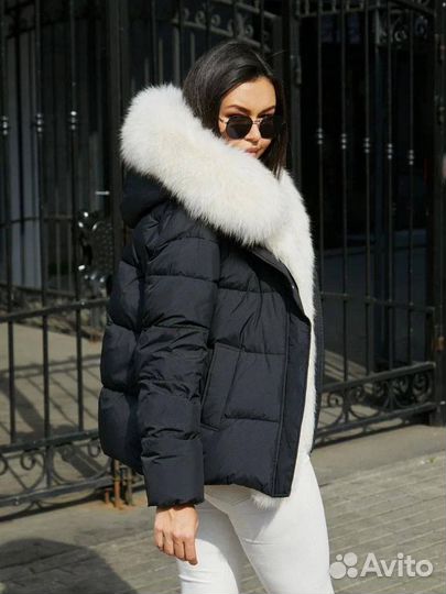 Укороченный Пуховик с мехом