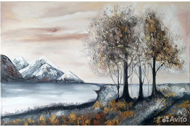 Картина Горы маслом пейзаж на холсте 40х60 см