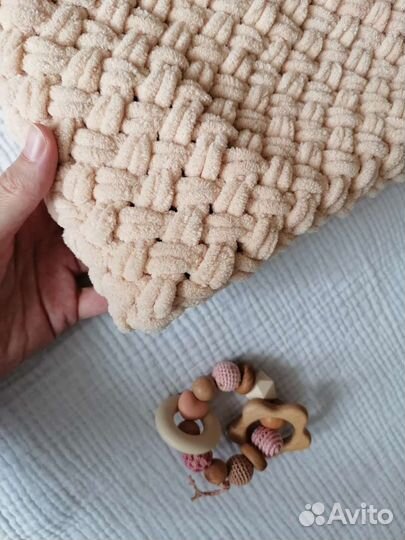 Плюшевый плед подарок для новорожденной