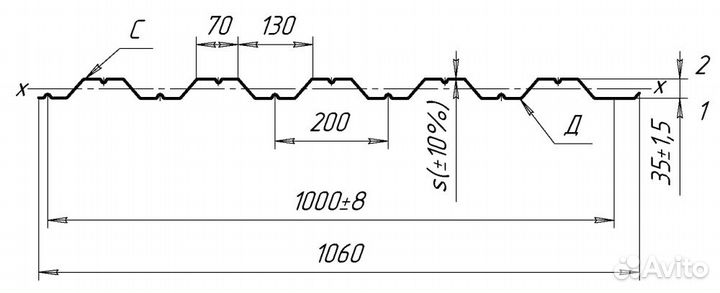 Профлист нс-35 оцинкованный 0,45мм