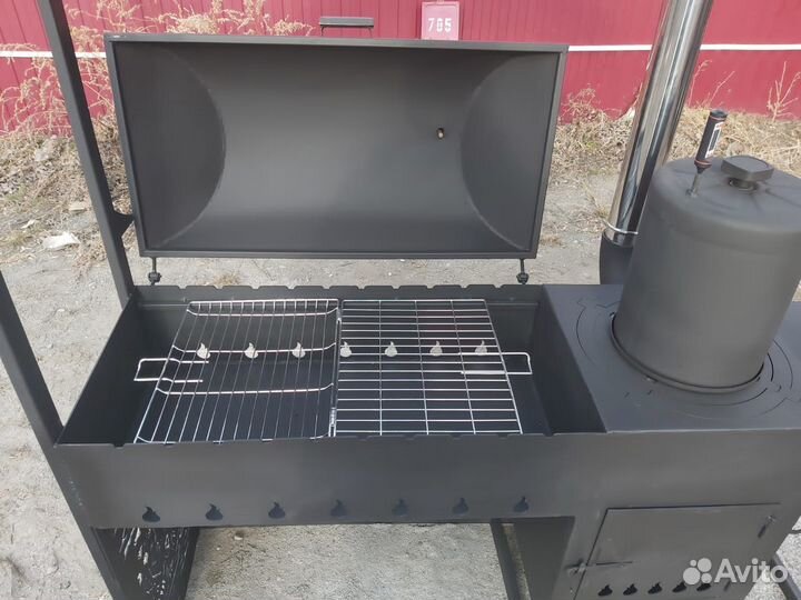 Гриль коптильня мангал барбекю с печью под казан