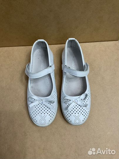 Туфли для девочки белые, натуральная кожа