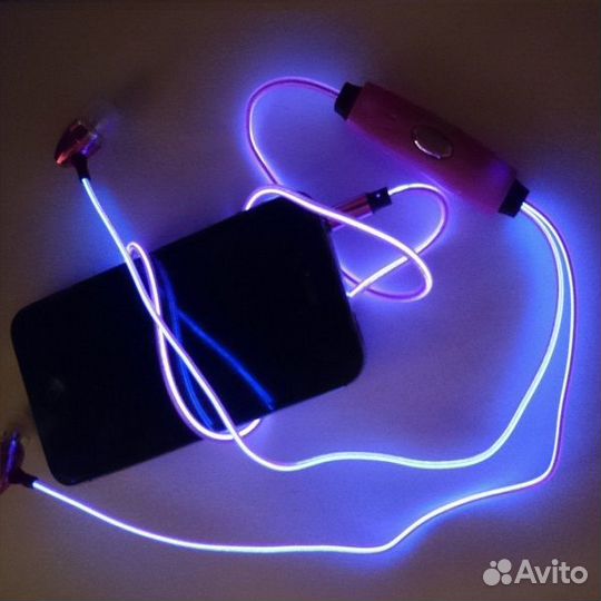 Светящиеся вакуумные наушники Glow с EL свечением